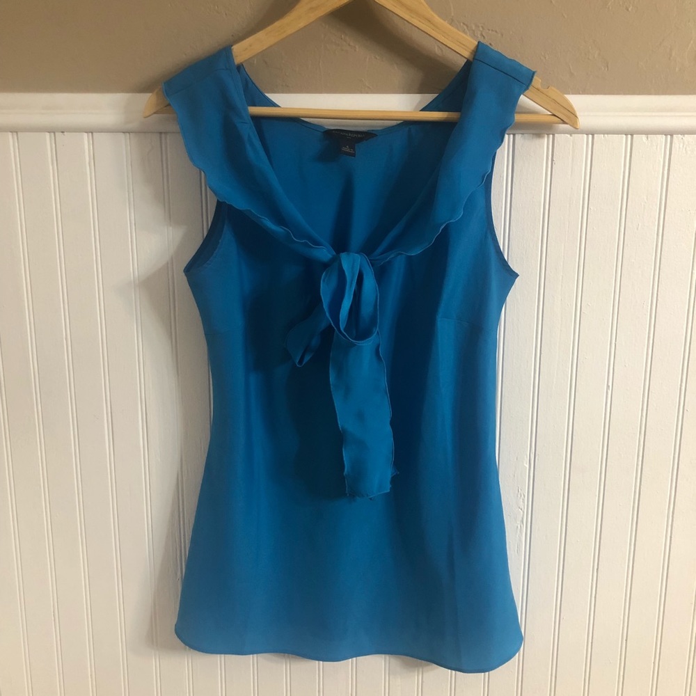 Like New Blue Banana Republic Tank with Tie Neck